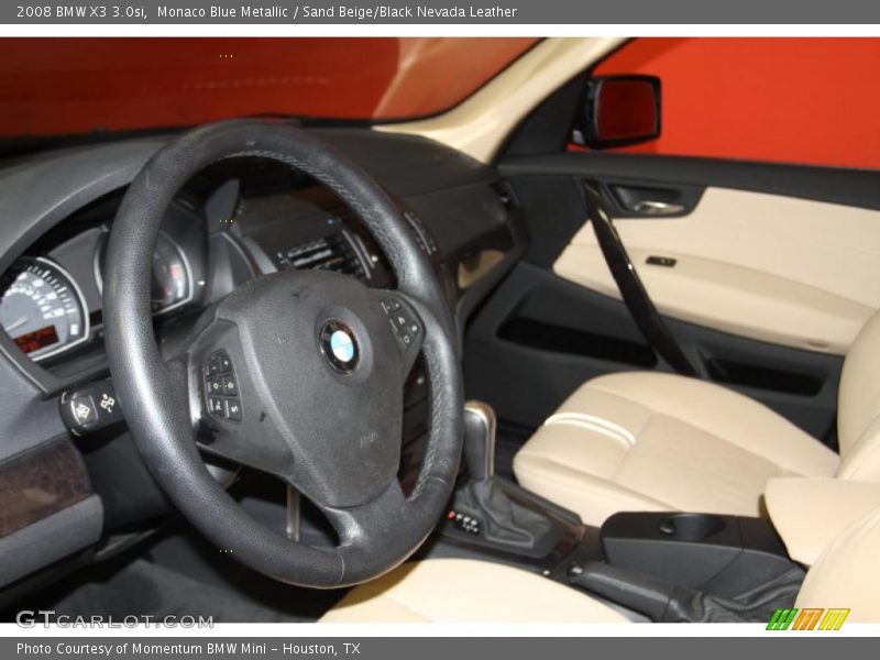 Monaco Blue Metallic / Sand Beige/Black Nevada Leather 2008 BMW X3 3.0si