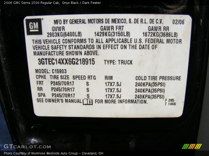 Onyx Black / Dark Pewter 2006 GMC Sierra 1500 Regular Cab