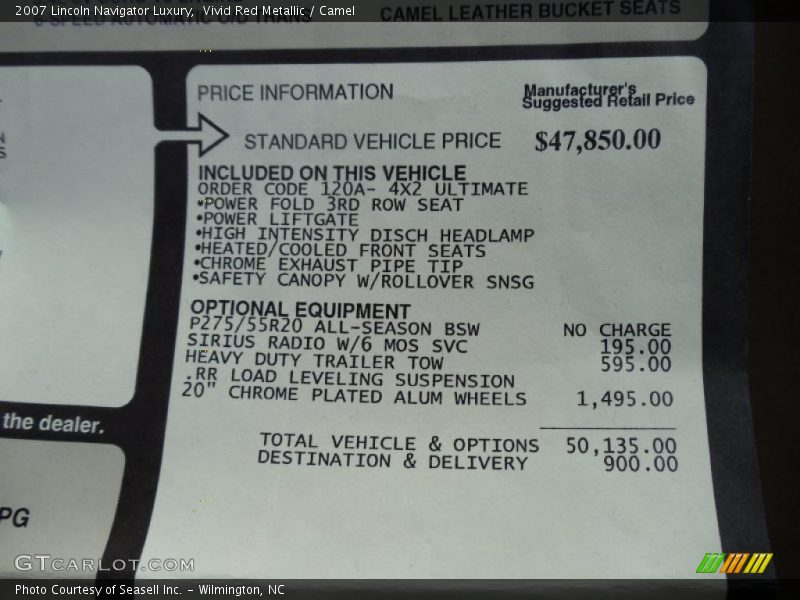 Vivid Red Metallic / Camel 2007 Lincoln Navigator Luxury