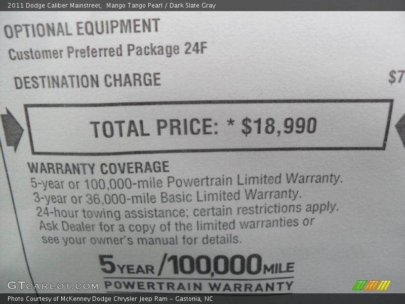 Mango Tango Pearl / Dark Slate Gray 2011 Dodge Caliber Mainstreet