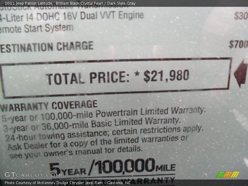 Brilliant Black Crystal Pearl / Dark Slate Gray 2011 Jeep Patriot Latitude