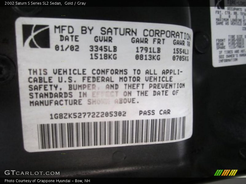 Gold / Gray 2002 Saturn S Series SL2 Sedan