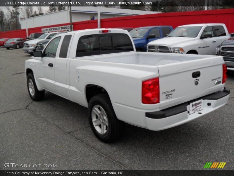 Bright White / Dark Khaki/Medium Khaki 2011 Dodge Dakota Big Horn Extended Cab