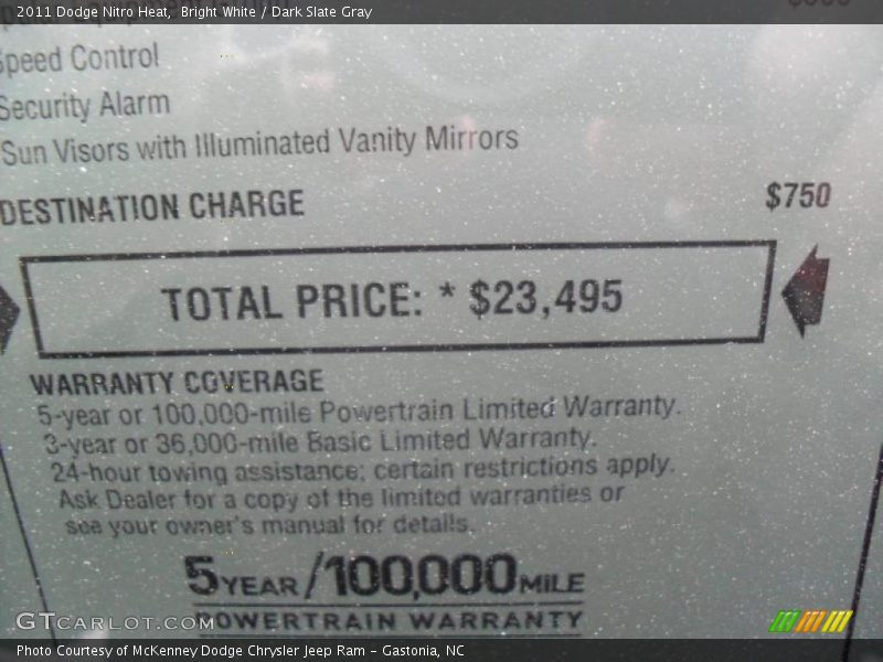 Bright White / Dark Slate Gray 2011 Dodge Nitro Heat