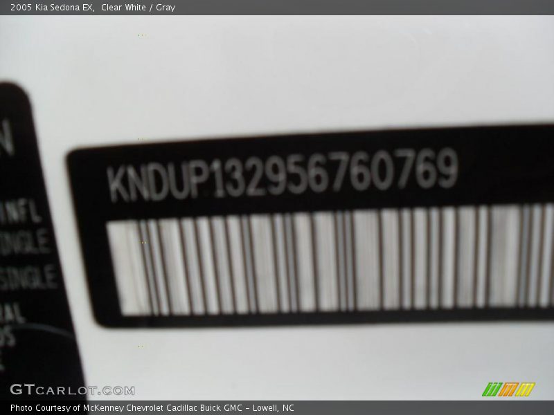 Clear White / Gray 2005 Kia Sedona EX