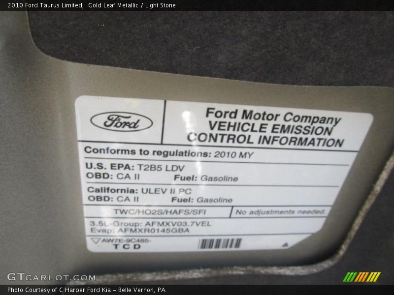 Gold Leaf Metallic / Light Stone 2010 Ford Taurus Limited
