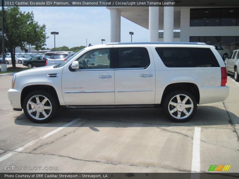 White Diamond Tricoat / Cocoa/Light Linen Tehama Leather 2011 Cadillac Escalade ESV Platinum