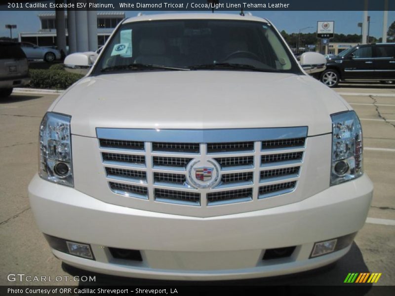 White Diamond Tricoat / Cocoa/Light Linen Tehama Leather 2011 Cadillac Escalade ESV Platinum