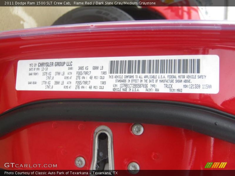 Flame Red / Dark Slate Gray/Medium Graystone 2011 Dodge Ram 1500 SLT Crew Cab