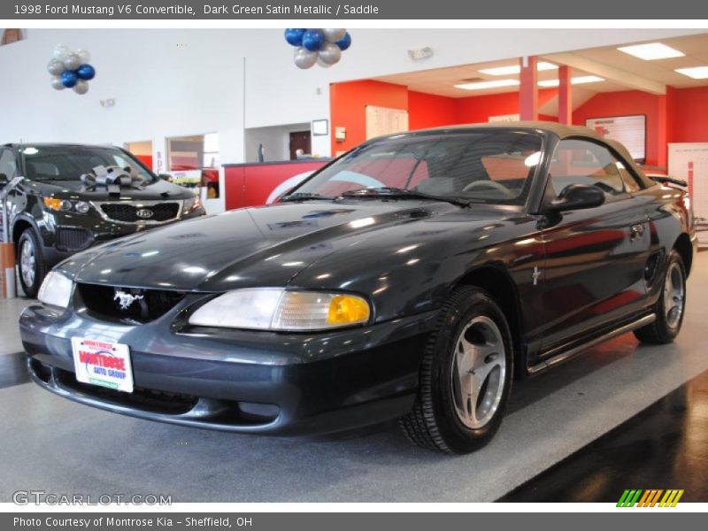 Dark Green Satin Metallic / Saddle 1998 Ford Mustang V6 Convertible