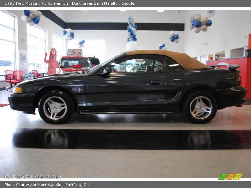 Dark Green Satin Metallic / Saddle 1998 Ford Mustang V6 Convertible