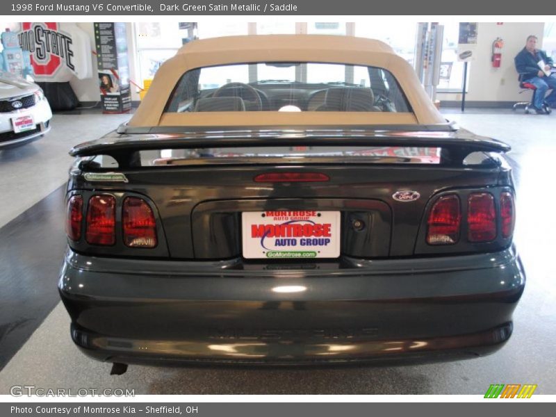 Dark Green Satin Metallic / Saddle 1998 Ford Mustang V6 Convertible