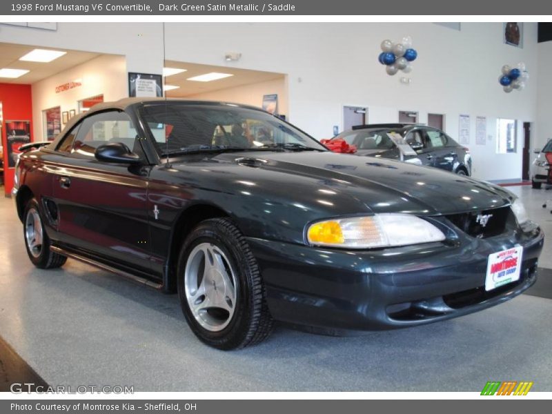 Dark Green Satin Metallic / Saddle 1998 Ford Mustang V6 Convertible