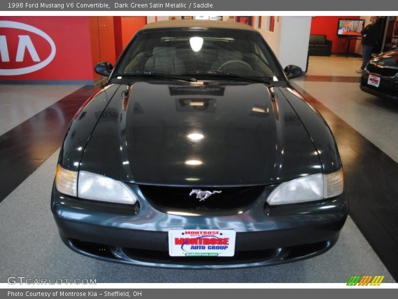 Dark Green Satin Metallic / Saddle 1998 Ford Mustang V6 Convertible