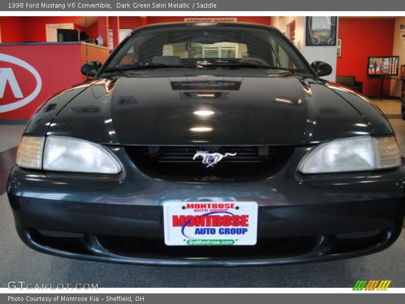 Dark Green Satin Metallic / Saddle 1998 Ford Mustang V6 Convertible