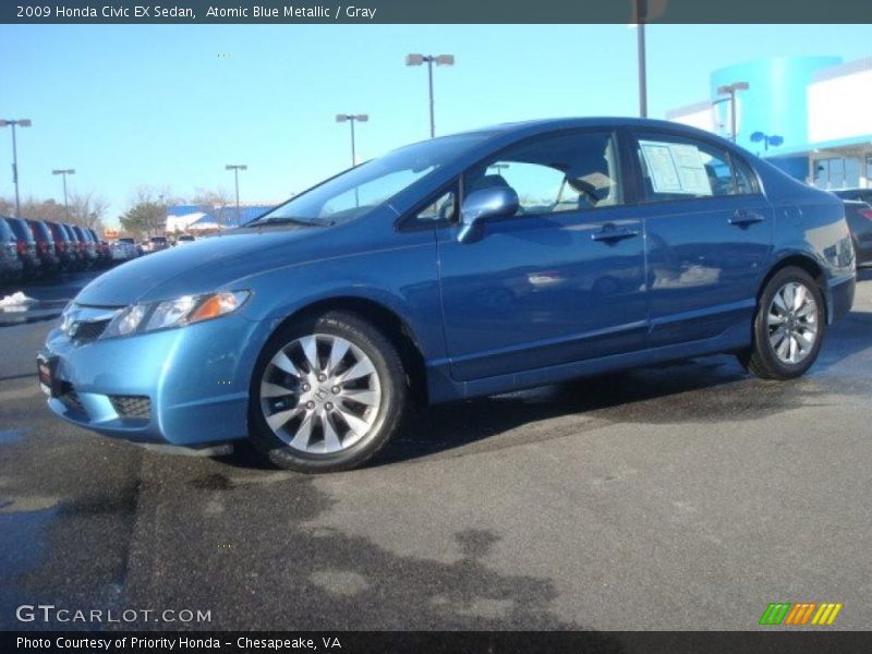 Atomic Blue Metallic / Gray 2009 Honda Civic EX Sedan