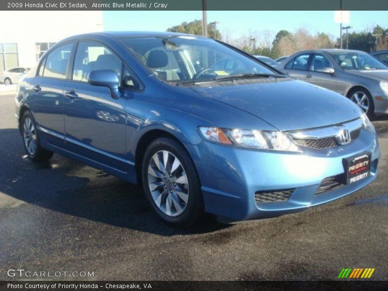 Atomic Blue Metallic / Gray 2009 Honda Civic EX Sedan