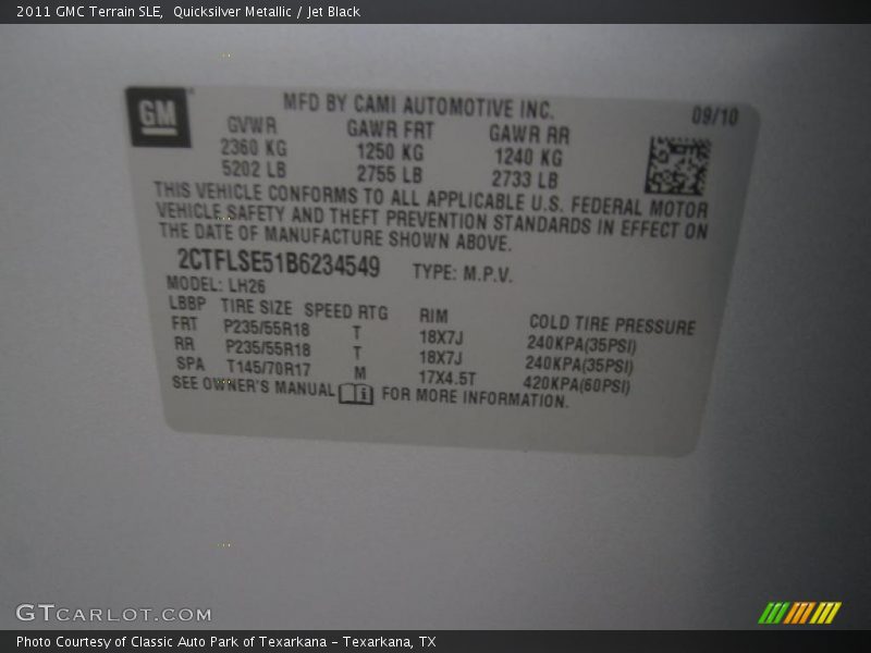 Quicksilver Metallic / Jet Black 2011 GMC Terrain SLE
