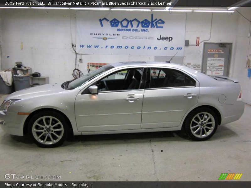 Brilliant Silver Metallic / Alcantara Blue Suede/Charcoal Black Leather 2009 Ford Fusion SEL