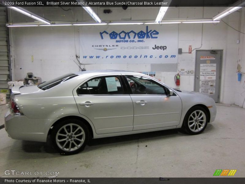 Brilliant Silver Metallic / Alcantara Blue Suede/Charcoal Black Leather 2009 Ford Fusion SEL