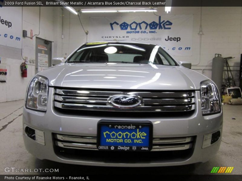 Brilliant Silver Metallic / Alcantara Blue Suede/Charcoal Black Leather 2009 Ford Fusion SEL