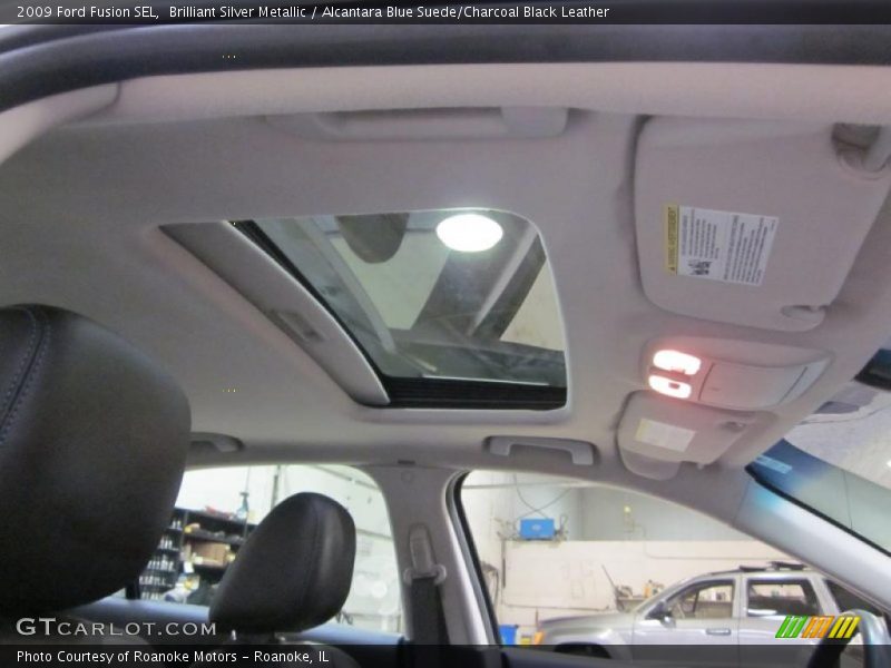 Brilliant Silver Metallic / Alcantara Blue Suede/Charcoal Black Leather 2009 Ford Fusion SEL