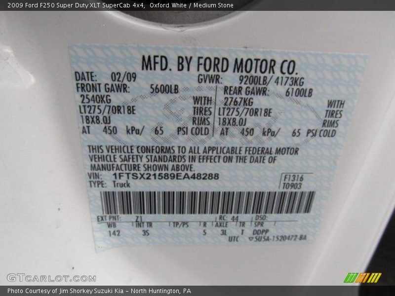 Oxford White / Medium Stone 2009 Ford F250 Super Duty XLT SuperCab 4x4