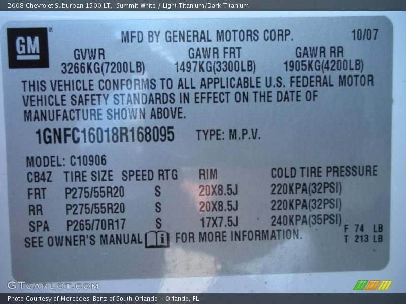 Summit White / Light Titanium/Dark Titanium 2008 Chevrolet Suburban 1500 LT