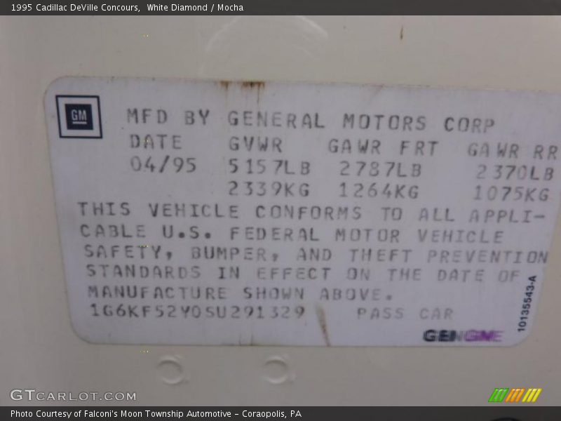 White Diamond / Mocha 1995 Cadillac DeVille Concours