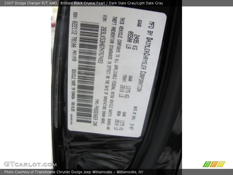 Brilliant Black Crystal Pearl / Dark Slate Gray/Light Slate Gray 2007 Dodge Charger R/T AWD