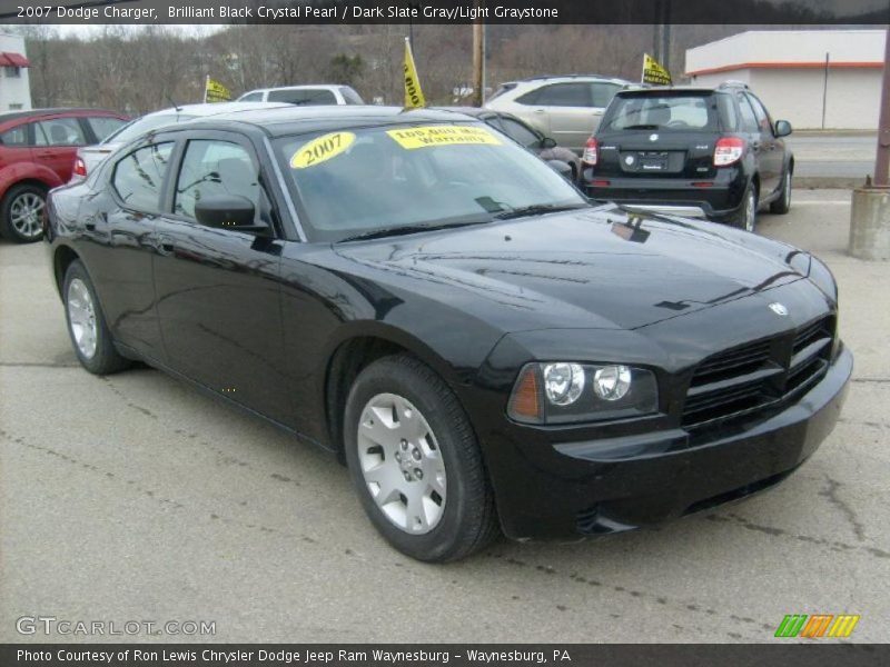 Brilliant Black Crystal Pearl / Dark Slate Gray/Light Graystone 2007 Dodge Charger