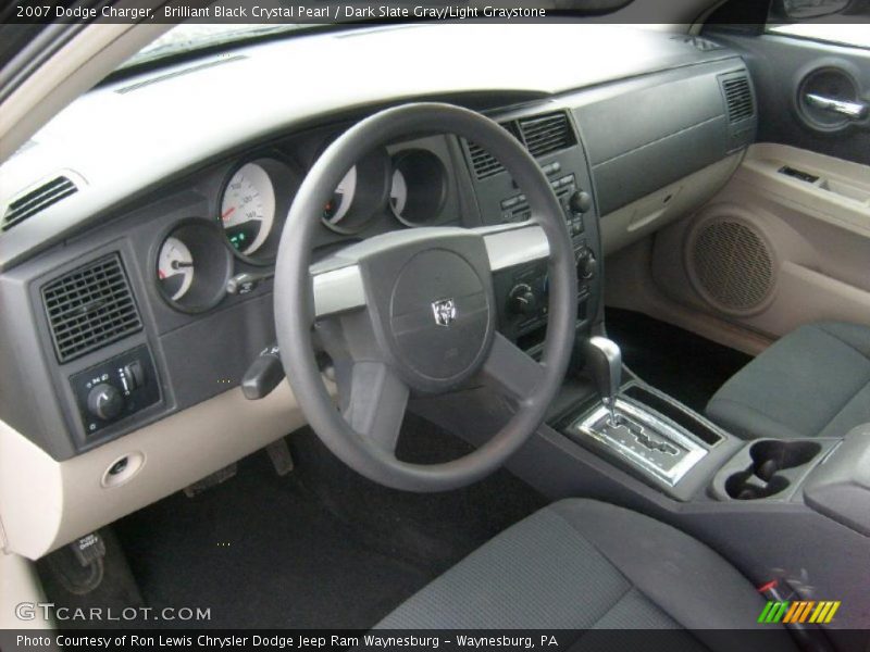 Brilliant Black Crystal Pearl / Dark Slate Gray/Light Graystone 2007 Dodge Charger
