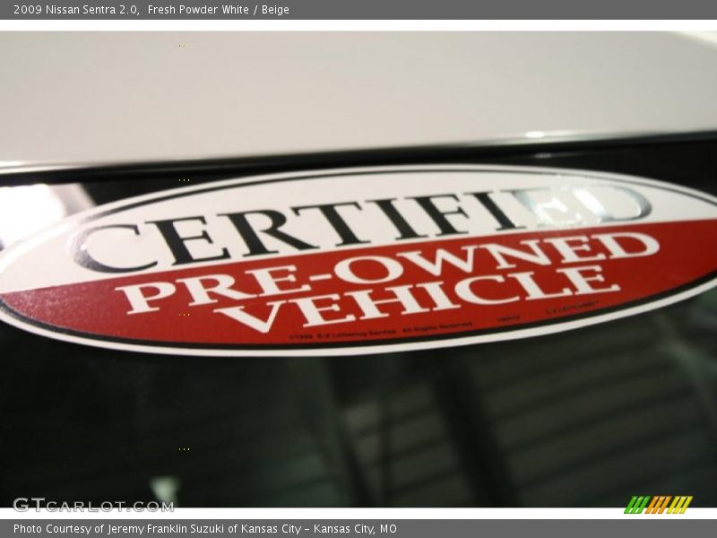 Fresh Powder White / Beige 2009 Nissan Sentra 2.0