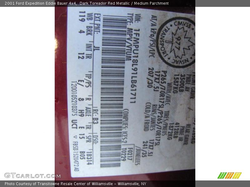Dark Toreador Red Metallic / Medium Parchment 2001 Ford Expedition Eddie Bauer 4x4