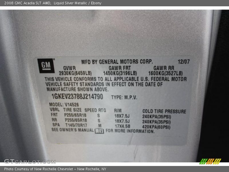 Liquid Silver Metallic / Ebony 2008 GMC Acadia SLT AWD