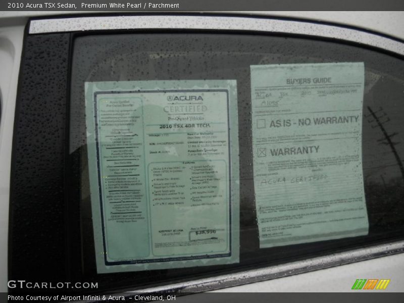 Premium White Pearl / Parchment 2010 Acura TSX Sedan