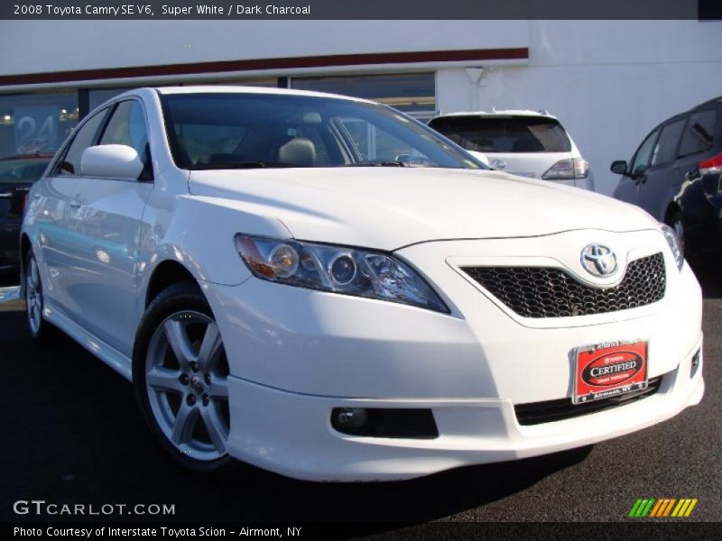 Super White / Dark Charcoal 2008 Toyota Camry SE V6