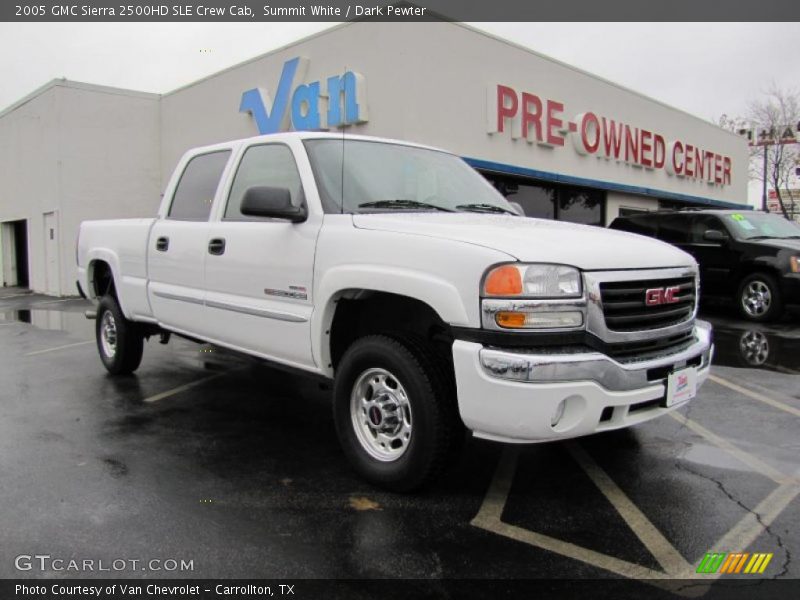 Summit White / Dark Pewter 2005 GMC Sierra 2500HD SLE Crew Cab