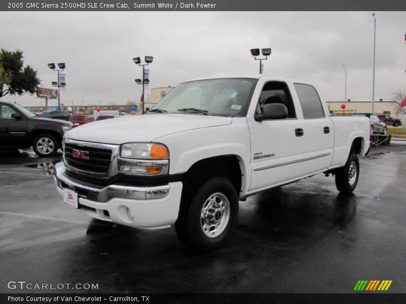 Summit White / Dark Pewter 2005 GMC Sierra 2500HD SLE Crew Cab