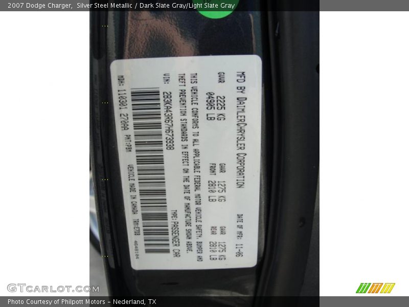 Silver Steel Metallic / Dark Slate Gray/Light Slate Gray 2007 Dodge Charger