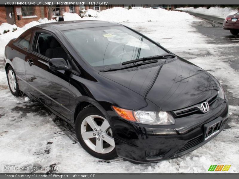 Nighthawk Black Pearl / Gray 2008 Honda Civic EX Coupe