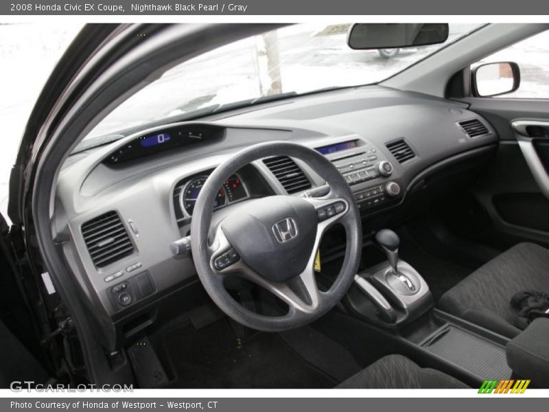 Nighthawk Black Pearl / Gray 2008 Honda Civic EX Coupe