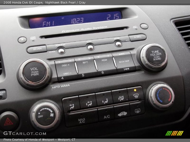Nighthawk Black Pearl / Gray 2008 Honda Civic EX Coupe