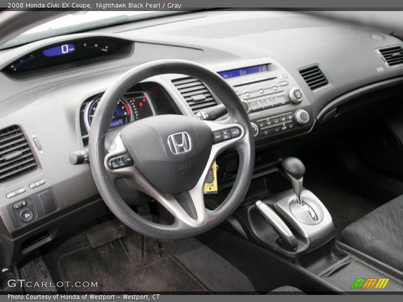 Nighthawk Black Pearl / Gray 2008 Honda Civic EX Coupe