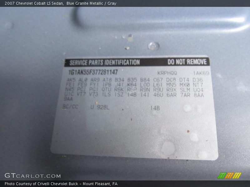 Blue Granite Metallic / Gray 2007 Chevrolet Cobalt LS Sedan