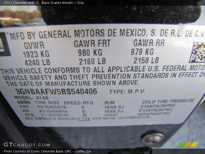 Black Granite Metallic / Gray 2011 Chevrolet HHR LS