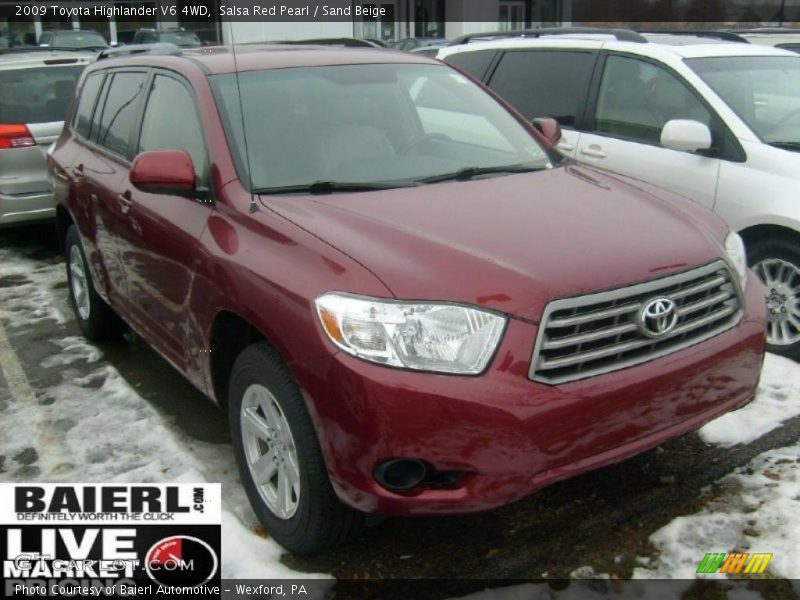 Salsa Red Pearl / Sand Beige 2009 Toyota Highlander V6 4WD