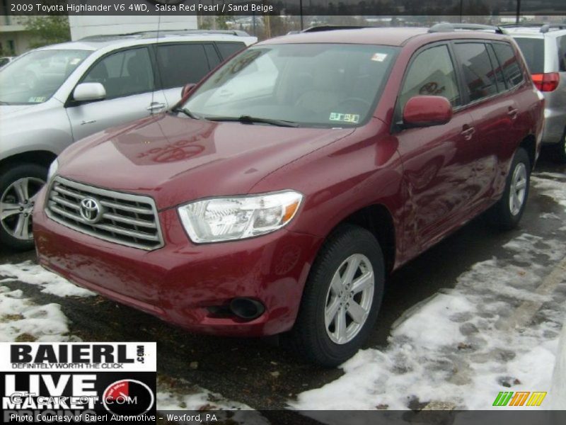 Salsa Red Pearl / Sand Beige 2009 Toyota Highlander V6 4WD