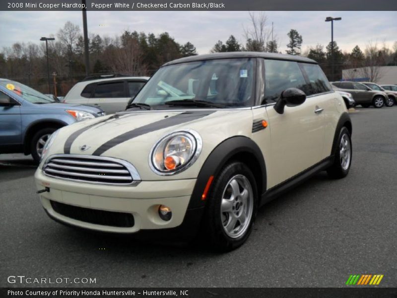 Pepper White / Checkered Carbon Black/Black 2008 Mini Cooper Hardtop