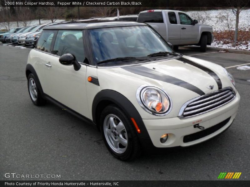 Pepper White / Checkered Carbon Black/Black 2008 Mini Cooper Hardtop
